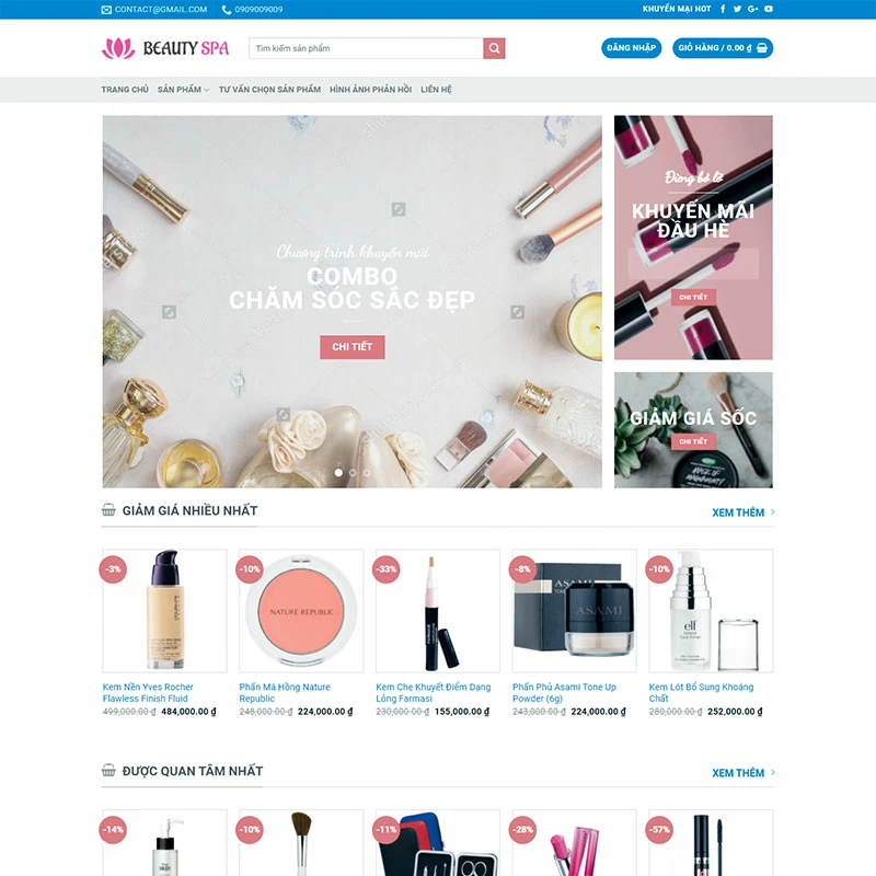 Mẫu website shop dụng cụ chăm sóc sắc đẹp – website dụng cụ spa ảnh 0
