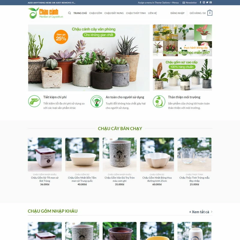 Mẫu web shop cây cảnh online, web cung cấp chậu cây cảnh cây cảnh 