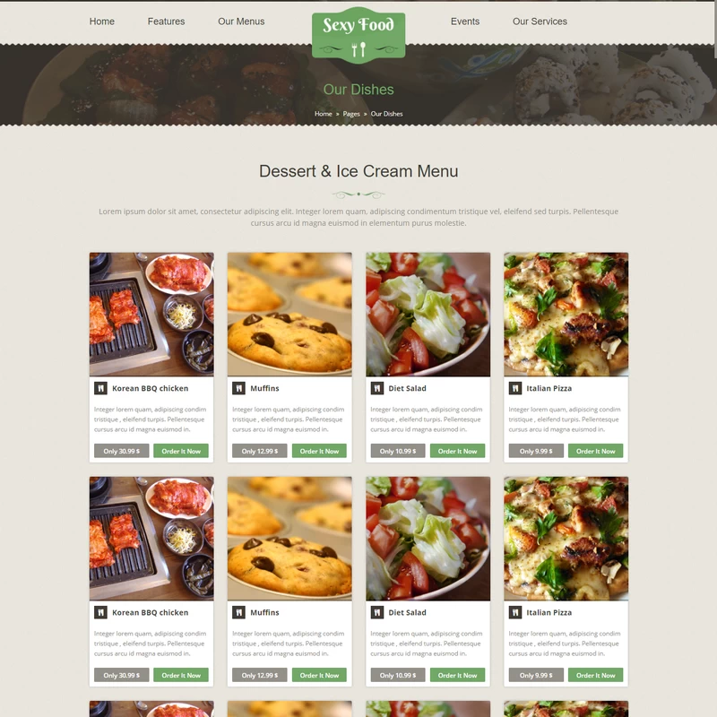 | giao diện web nhà hàng ẩm thực sexy food ăn uống 